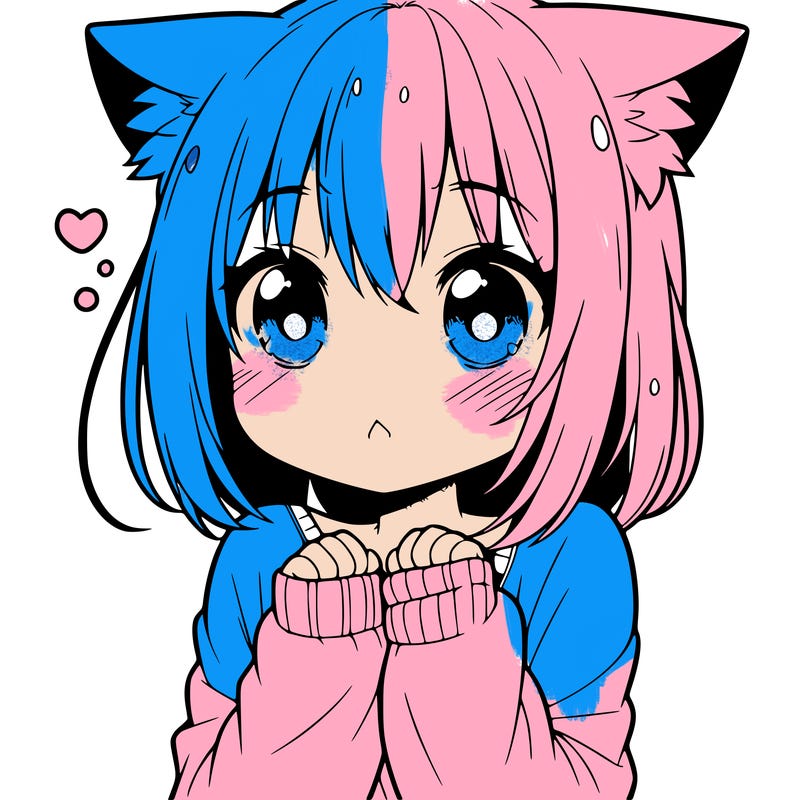 shy anime catgirl