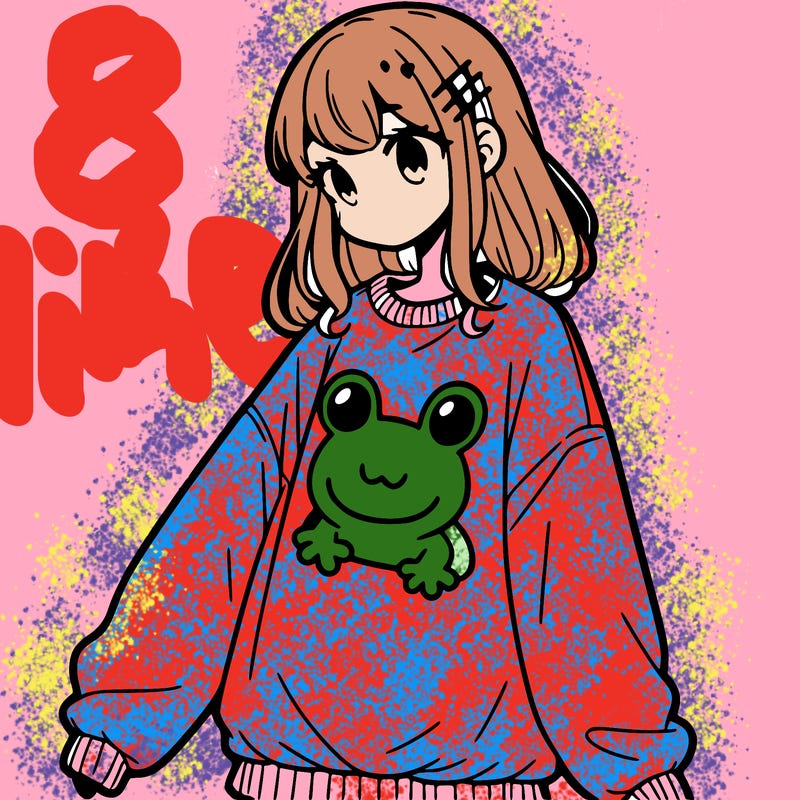 girl wearing frogging sweatshirt