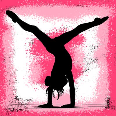realistic gymnastic hand stand girl in four splits