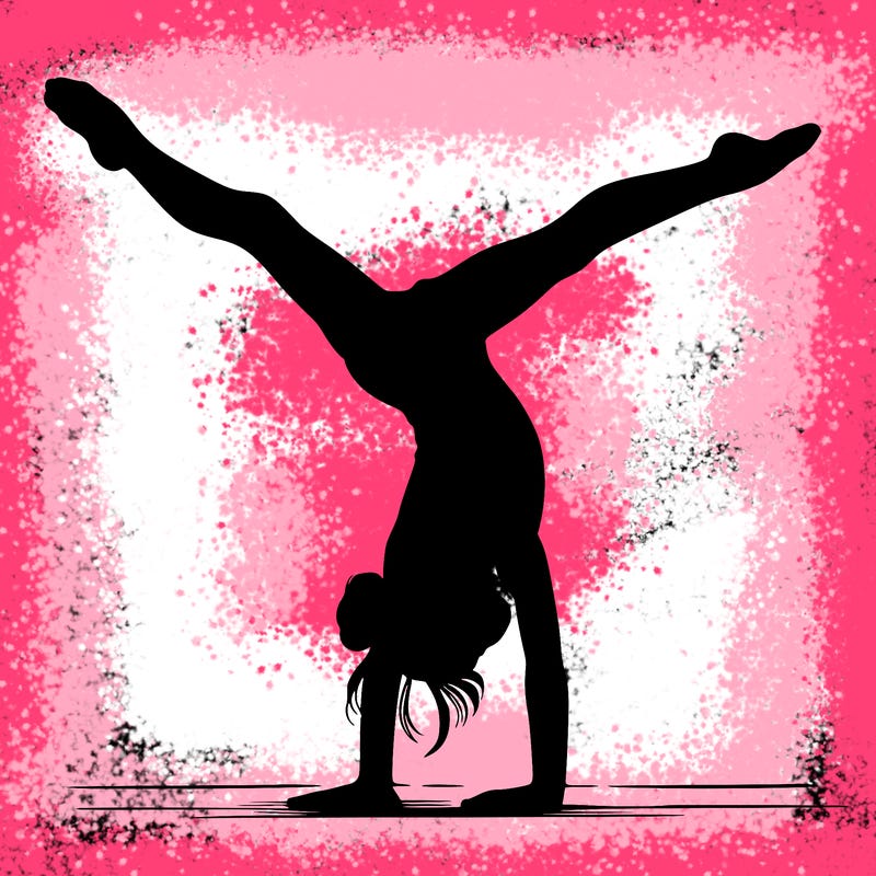 realistic gymnastic hand stand girl in four splits