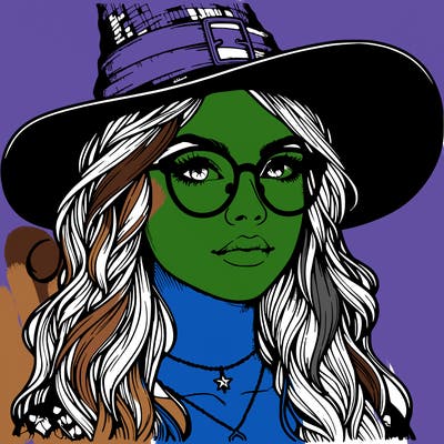 a witch with glasses realistic
