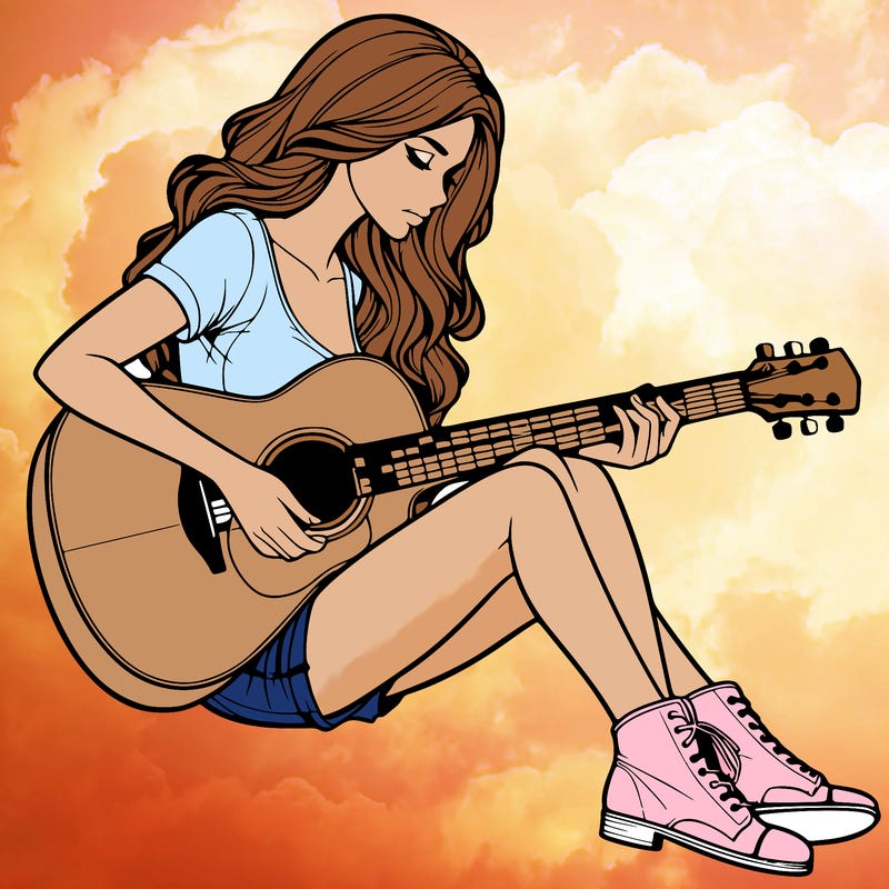 realistic woman play guitar