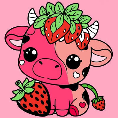 cute strawberry cow