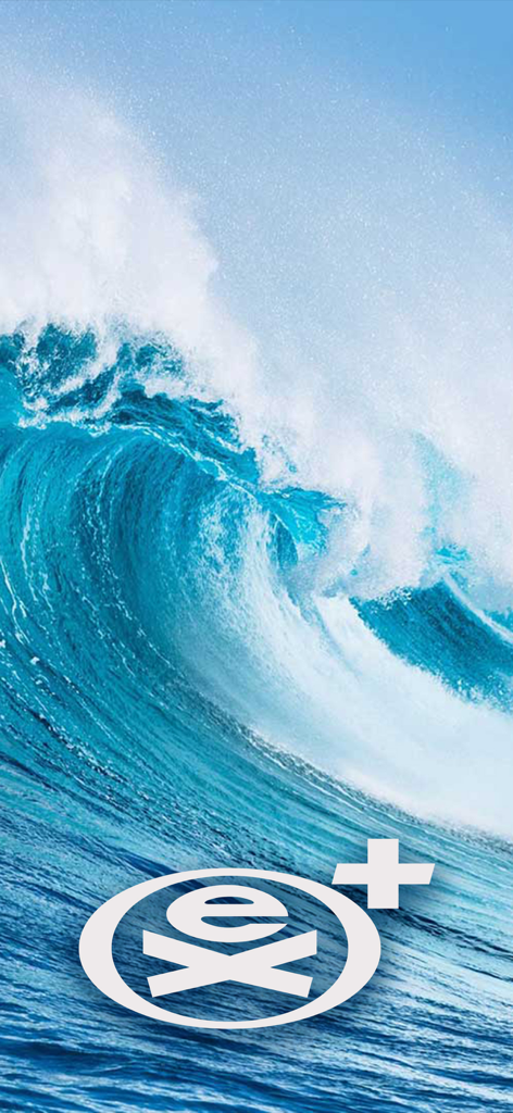 Una ola oceánica masiva con el logo de Extreme Plus TV