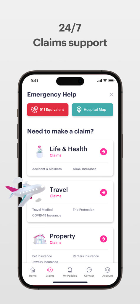 Goose Insurance - Goose Insurance mobile app emergency help and claims interface