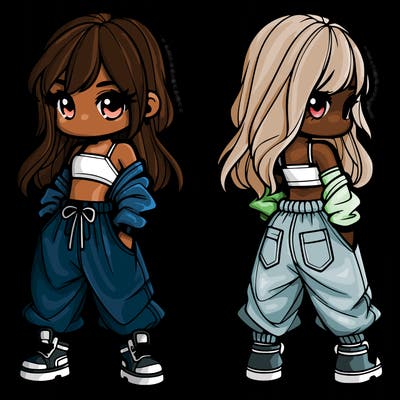 girl in crop top and baggy pants