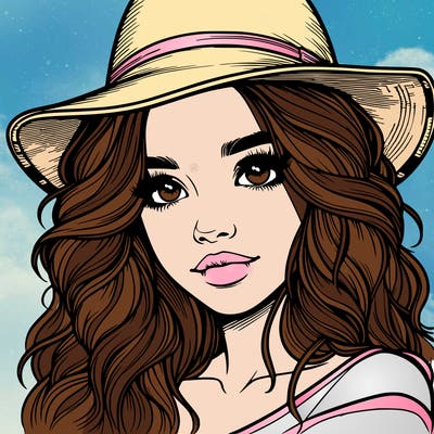 realistic girl with hat