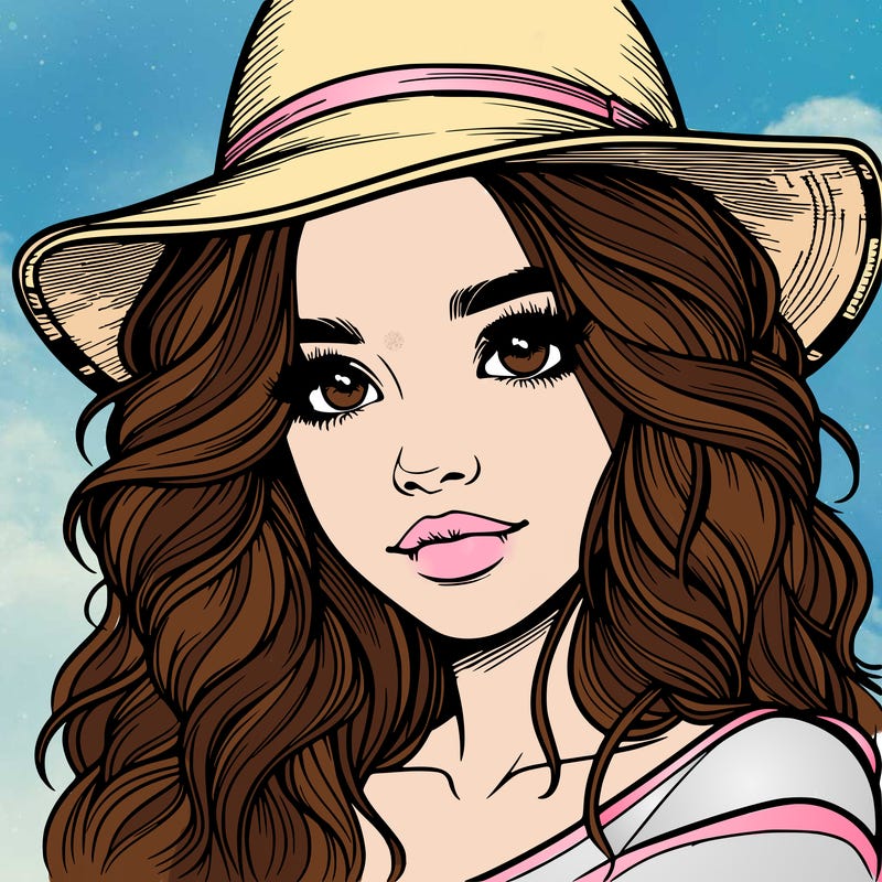 realistic girl with hat