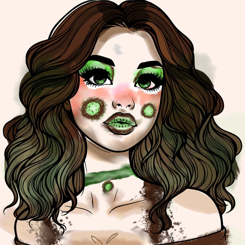 realistic girl with wavy hair and lips