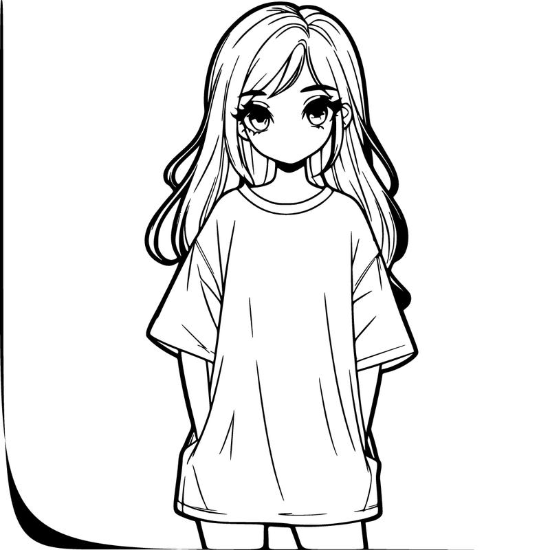 teen girl in long oversized tshirt