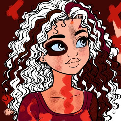 realistic girl with curly hair