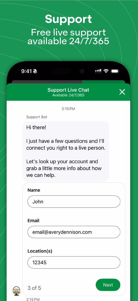 SubVentory - SubVentory app live support chat interface with 24 7 availability