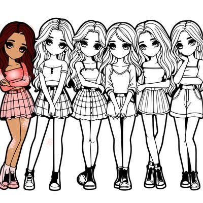 a group of girls realistic