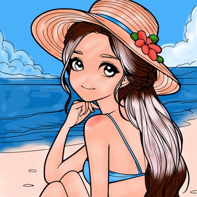 realistic girl at the beach