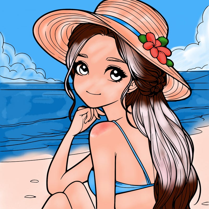 realistic girl at the beach