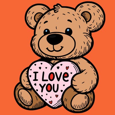 teddy bear holding an i love you heart