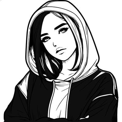 realistic girl with hoodie on