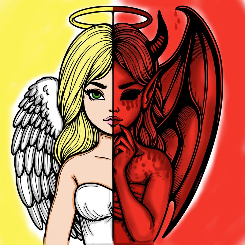 realistic angel half demon