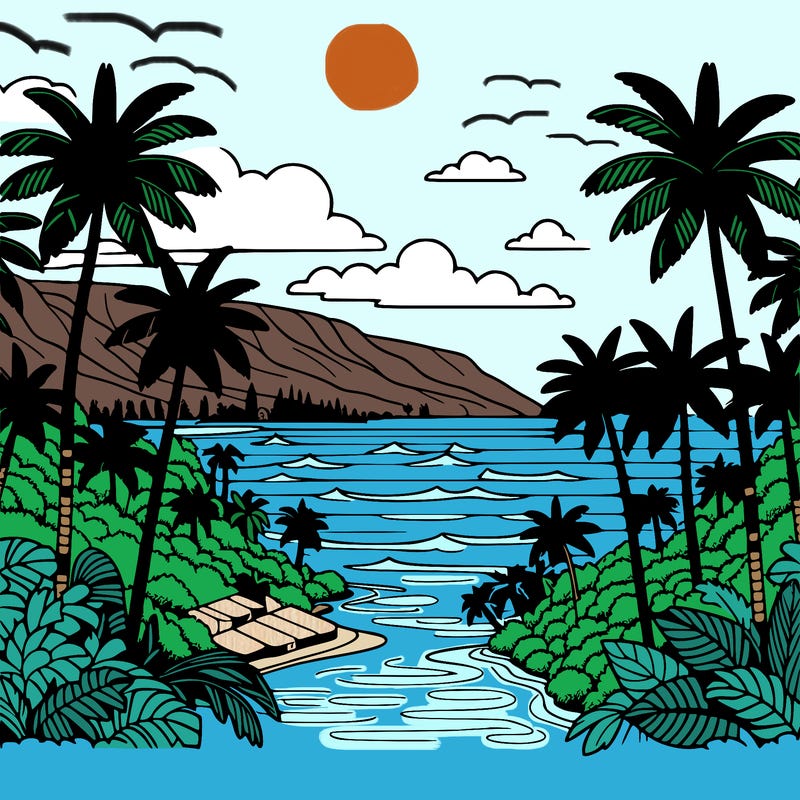 view of the ocean in hawaii lots of palm trees and beautiful view