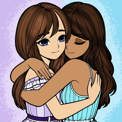 realistic girls hugging