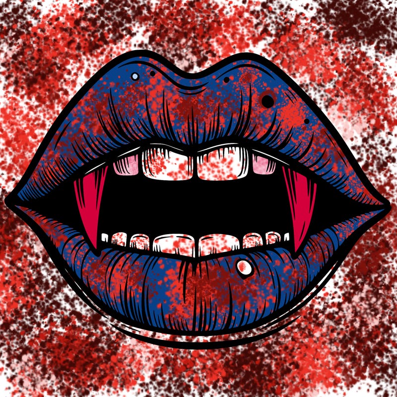 lips with vampire teeth