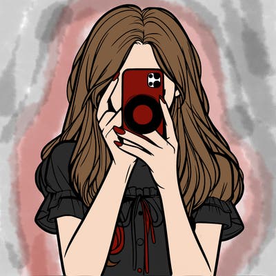 a realistic girl holding her phone taking pictures