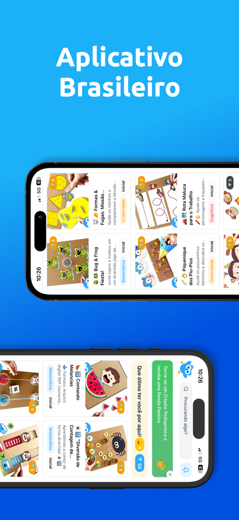 Pedagoteca - Screenshots of the Pedagoteca app showing a catalog of educational activities and lesson plans for children