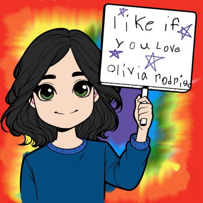 realistic girl holding up a sign