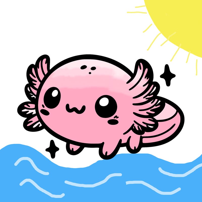 cute easy baby axolotl