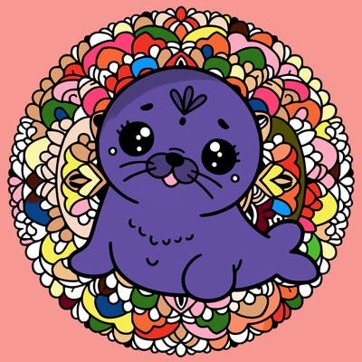 a cute baby seal mandala
