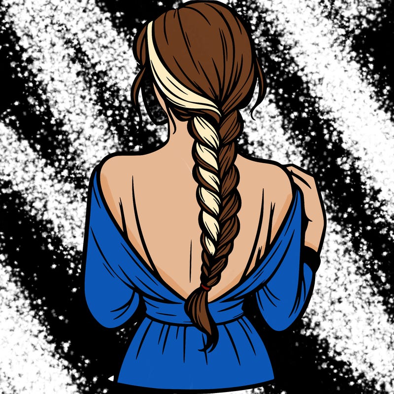 woman turning her back with a braid