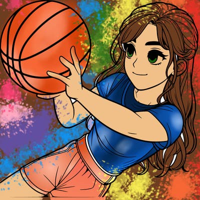 realistic girl playing basketball