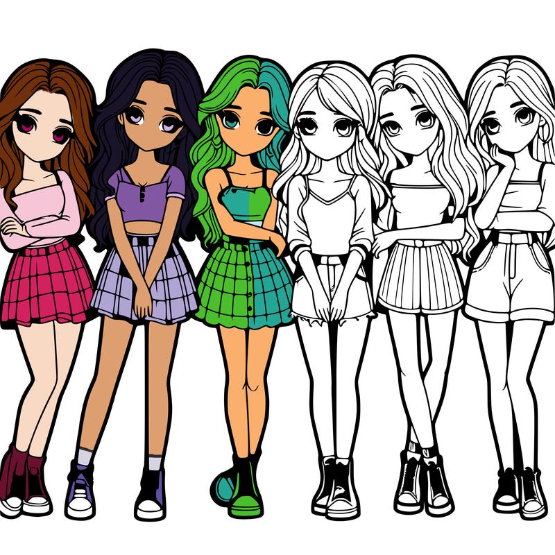 a group of girls realistic