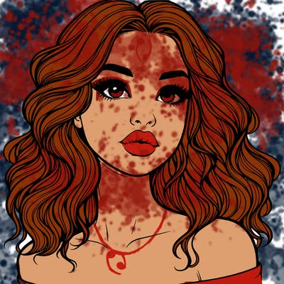 realistic girl with wavy hair and lips