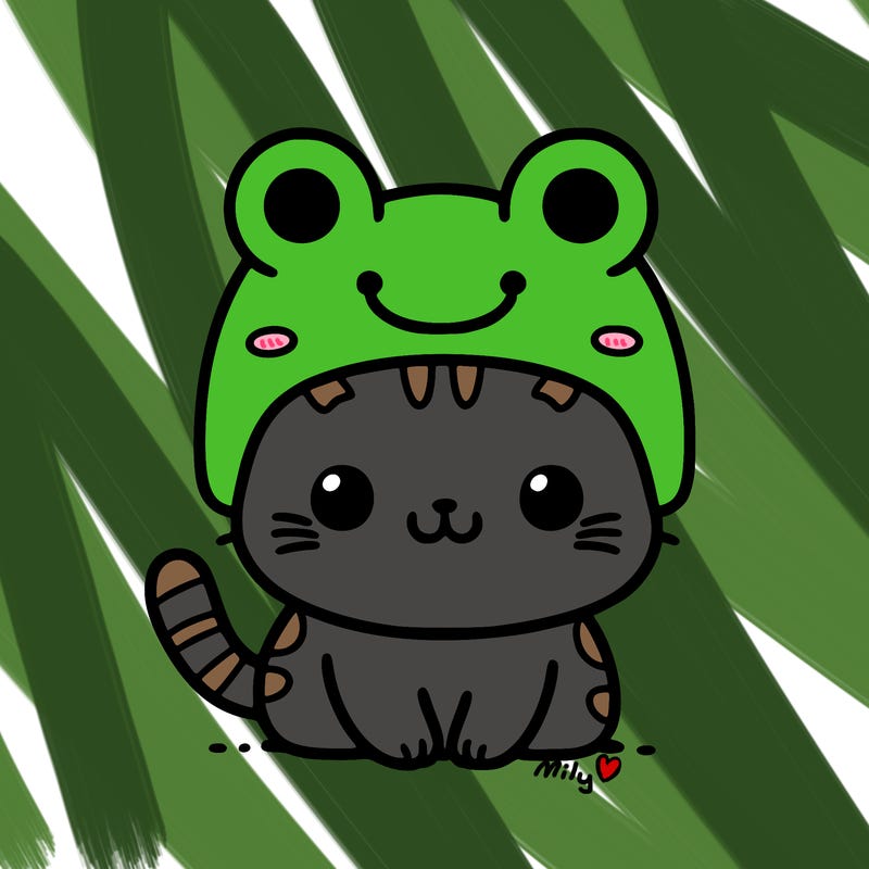 cat with frog hat