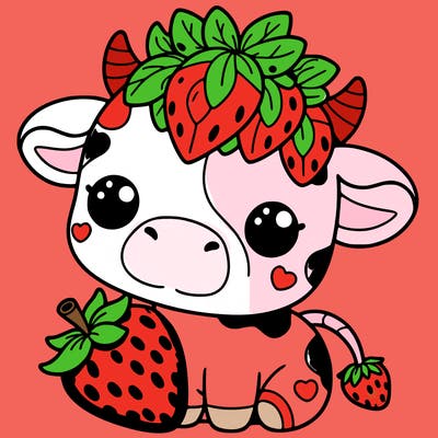 cute strawberry cow