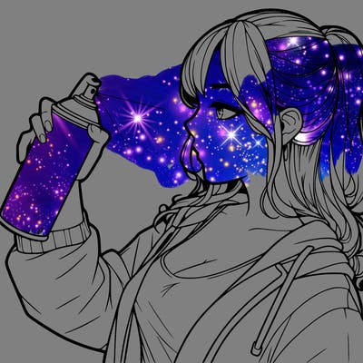 a realistic girl spray, painting