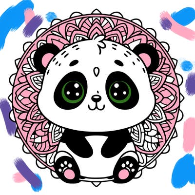 cute baby panda animal mandala