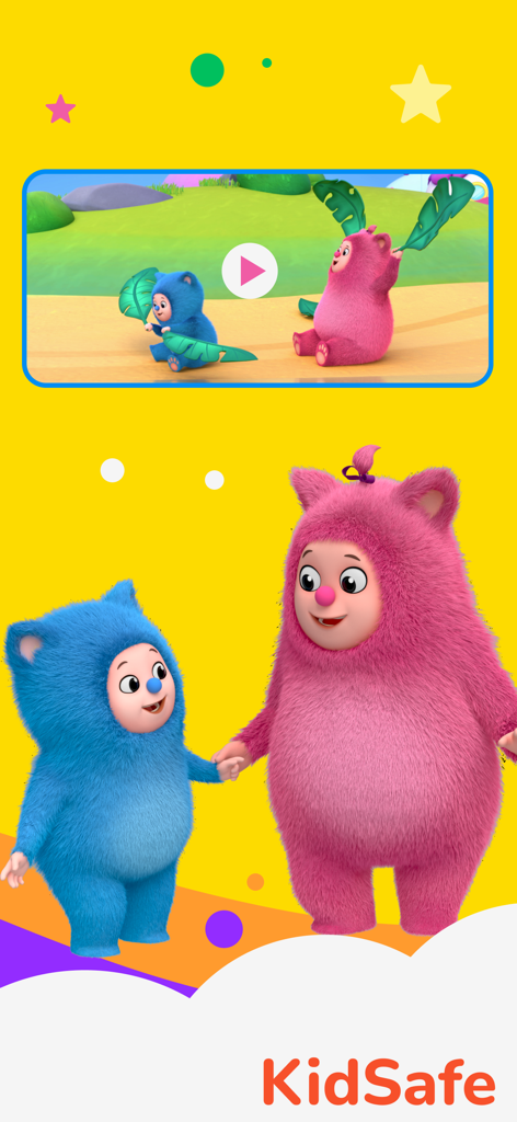 Animated blue and pink characters Billy and Bam Bam from BabyTV with a KidSafe label