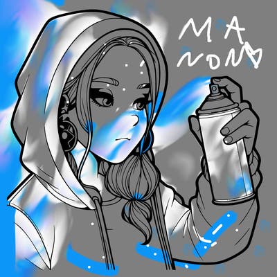 a realistic girl, spray painting