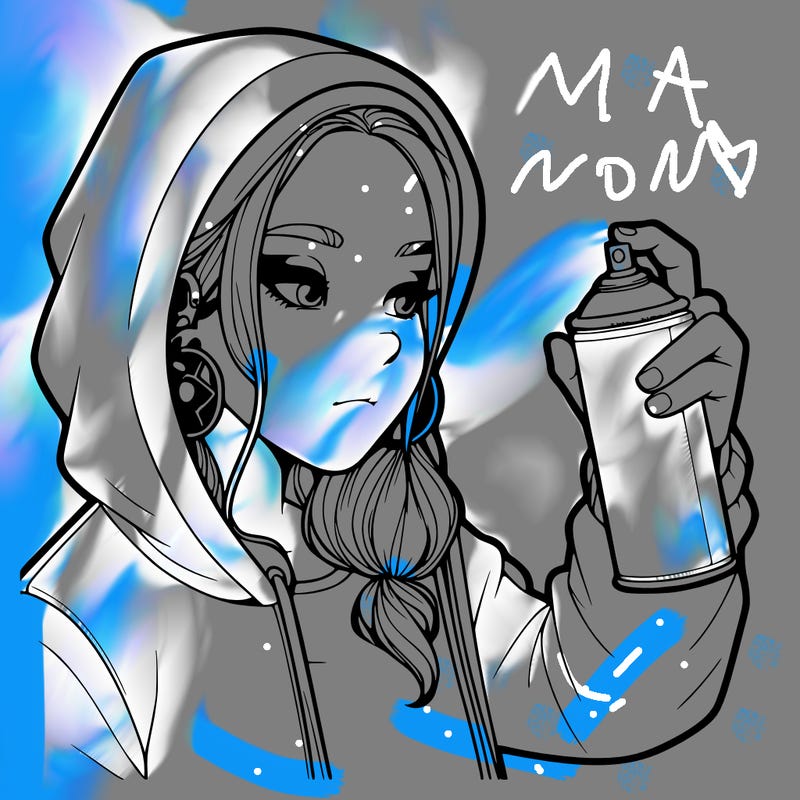 a realistic girl, spray painting