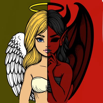 realistic angel half demon