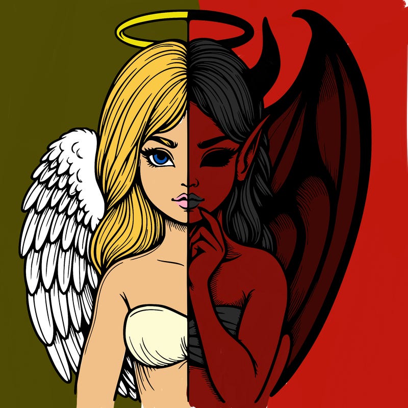 realistic angel half demon