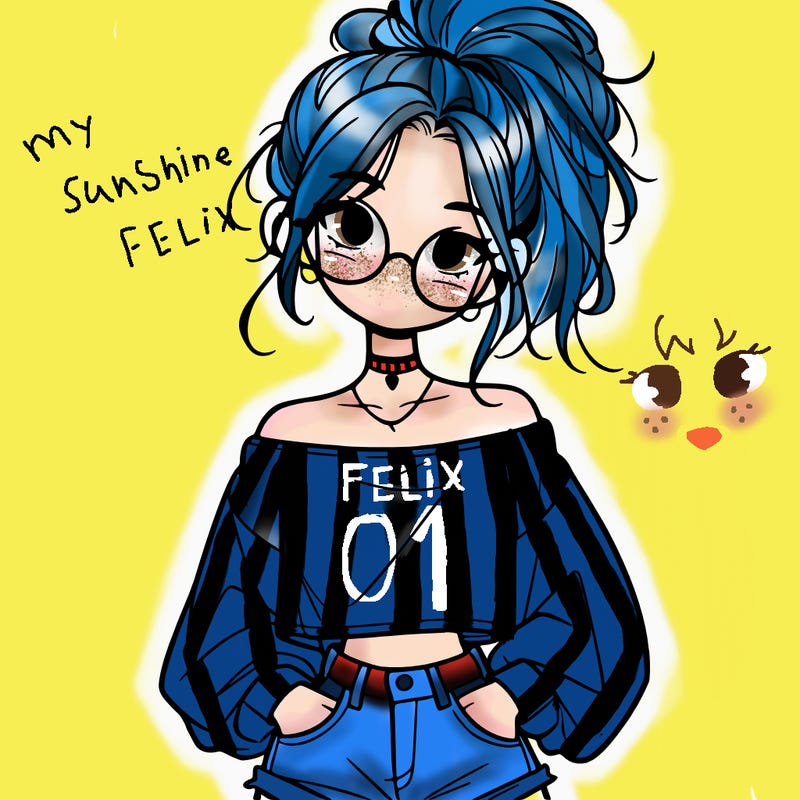 girl with a messy ponytail glasses a baggy crop top and jean shorts