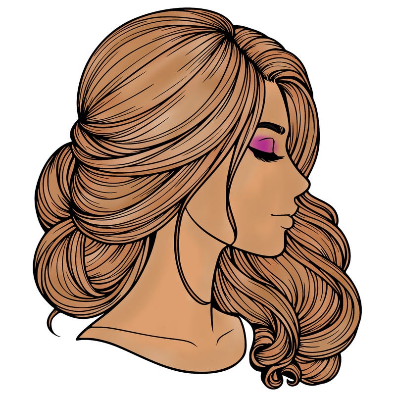 realistic woman's head & hair