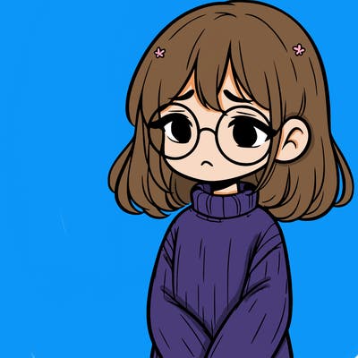 sad girl with glasses in a sweater