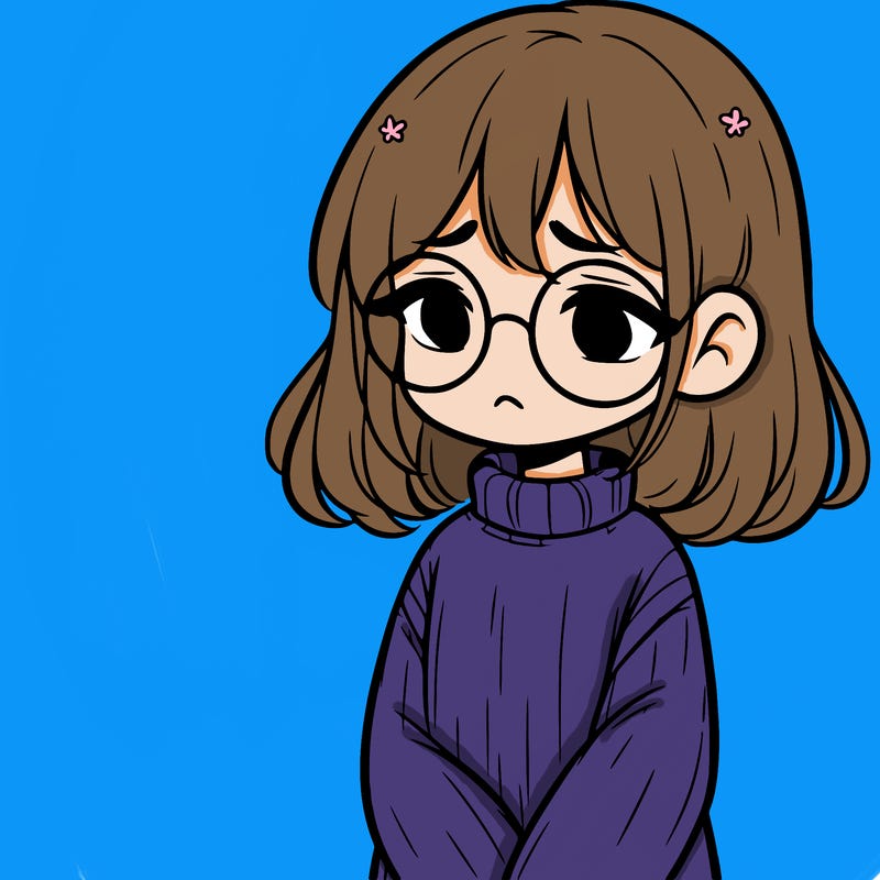 sad girl with glasses in a sweater