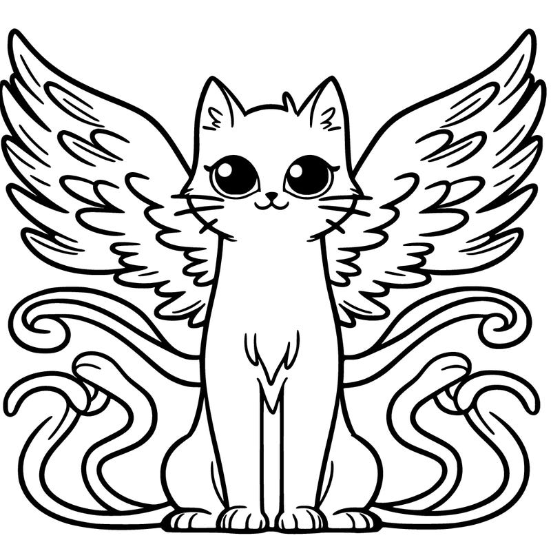 a winged cat with seven tails