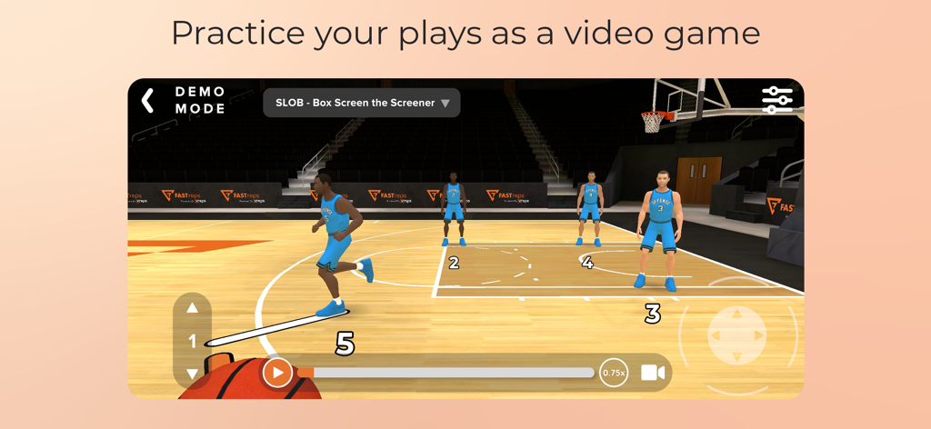 FastReps - 3D basketball play practice in FastReps with a video game interface