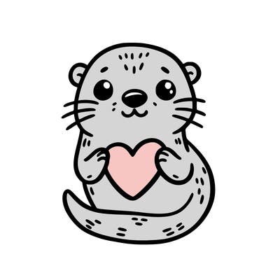 otter with a heart